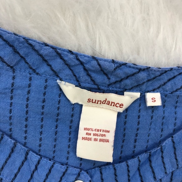 SUNDANCE | Blue Embroidered Striped Button Blouse - Picture 2 of 3